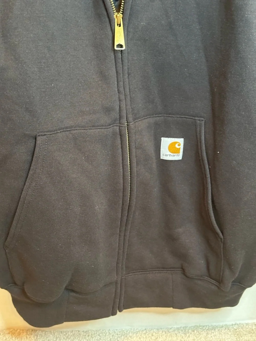 NWT Carhartt Black Quilted-Lining Zip Hoodie with Gold Logo Tag, size L - Picture 4 of 7